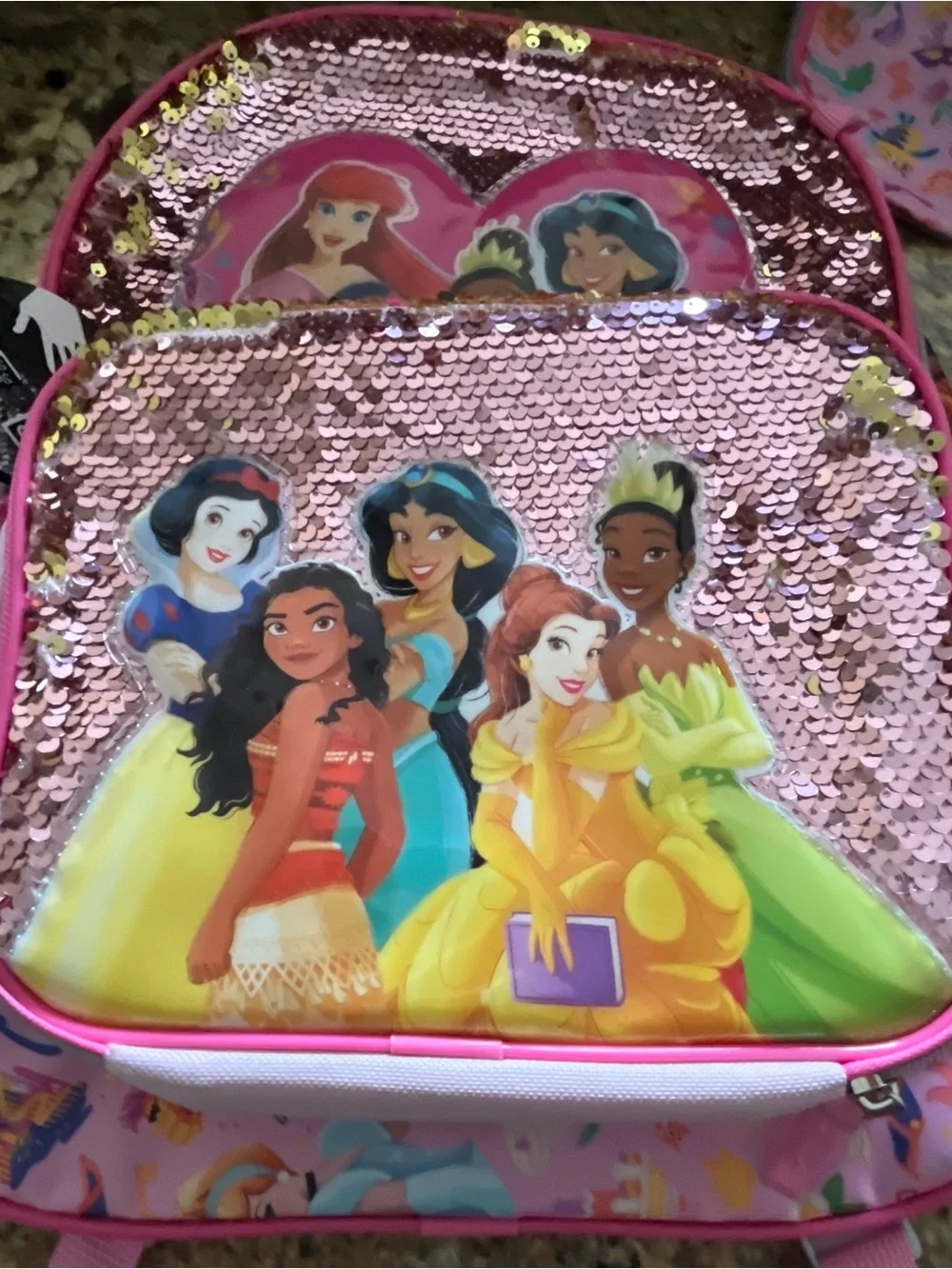 NWT Disney Princess 3pc Bling Backpack Set